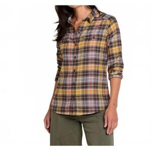 NEW TOAD&CO re-form flannel long sleeve shirt in chestnut check